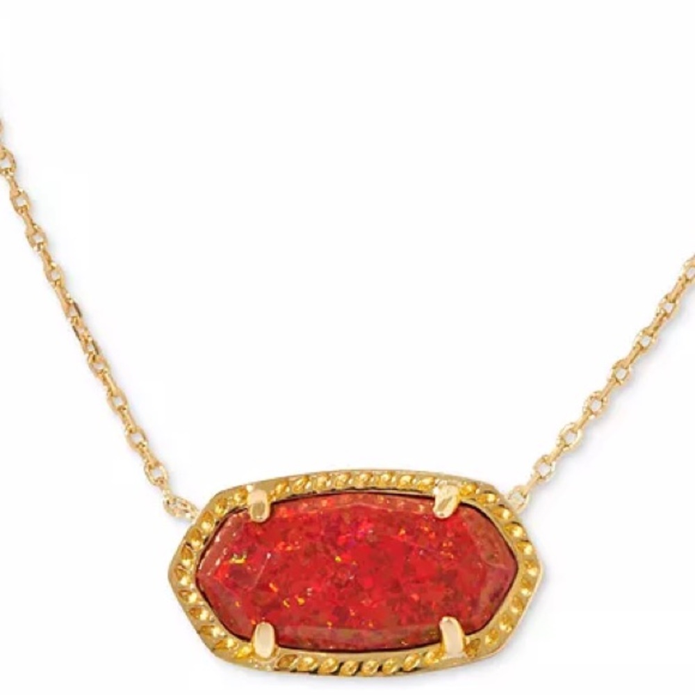 Kendra Scott Elisa Gold Pendant Necklace in Red Kyocera Opal - Picture 7 of 7